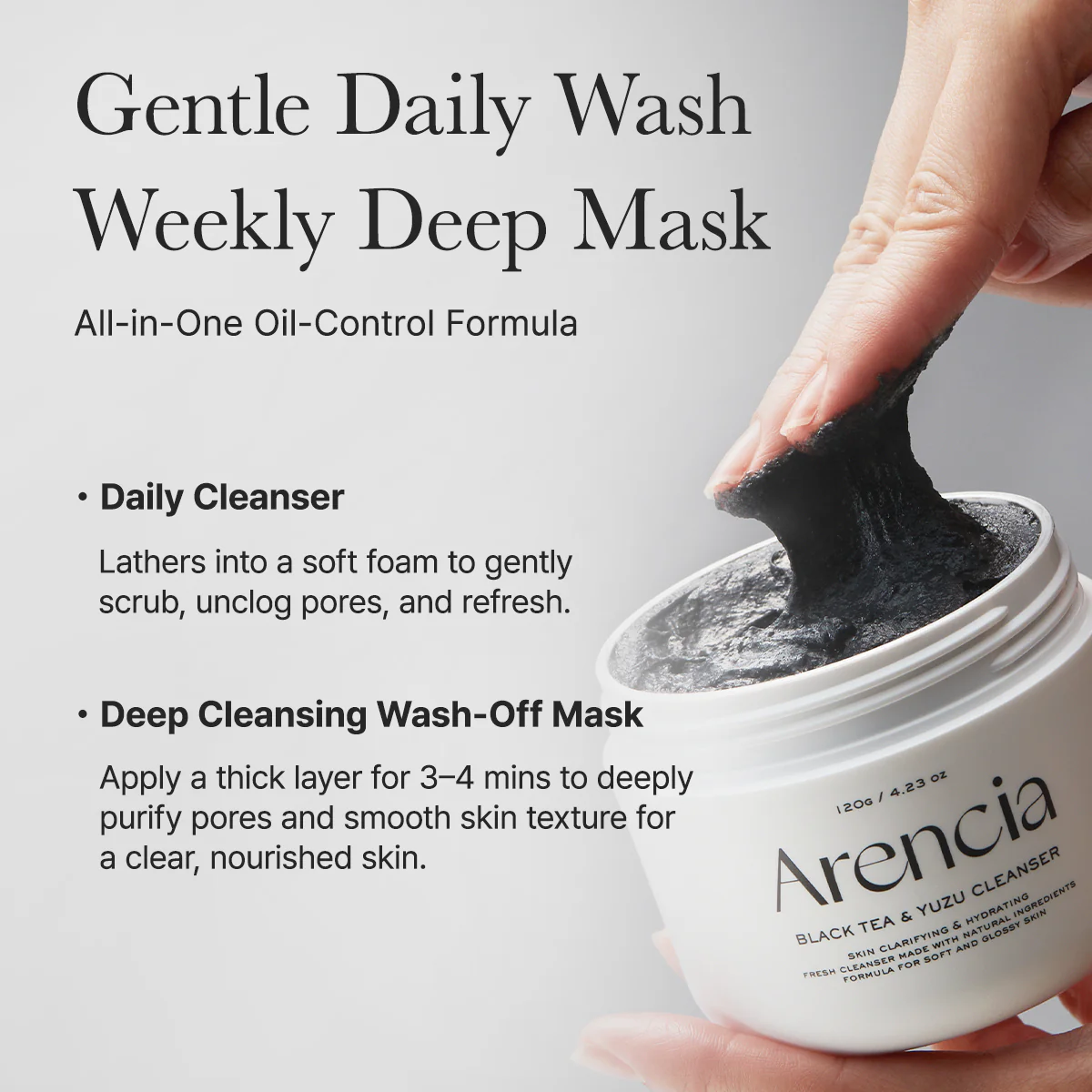 ژل شستشوی موچی برنج و چای سیاه آرنسیا - Image 7